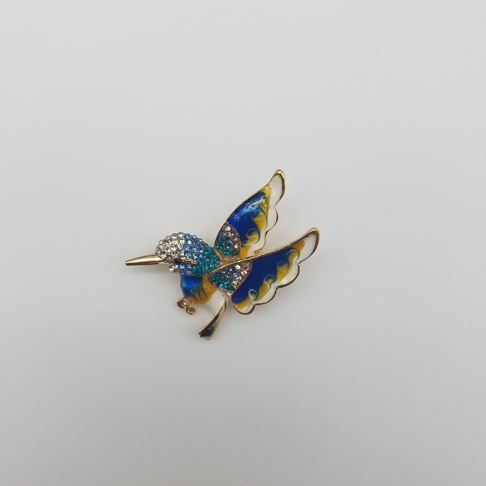 Hummingbird Rhinestone Brooch - Picture 2 of 5